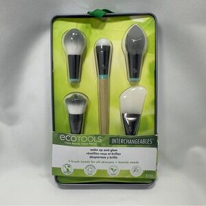 NIB Eco tools Interchangeable Makeup Heads In Metal Gift Set Box Can